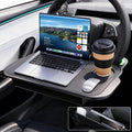 2-in-1 Car Steering Wheel Desk Tray & Car Seat Gap Filler Organizer – Silicone Look Table for Laptop, Eating Food, Writing – Work Road Trip Essentials Accessories (Black) by Unknown