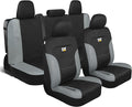 CAT Black & Gray Car Seat Covers Full Set - Front Seat Covers & Rear Bench Seat Cover - Airbag Compatible, 60/40 Split Bench for Mid-Size Trucks & SUVs - Automotive Interior Seat Accessories by Unknown