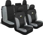 CAT Black & Gray Car Seat Covers Full Set - Front Seat Covers & Rear Bench Seat Cover - Airbag Compatible, 60/40 Split Bench for Mid-Size Trucks & SUVs - Automotive Interior Seat Accessories by Unknown