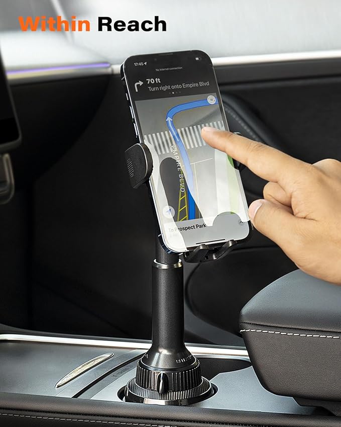 APPS2Car Universal Car Cup Phone Holder | Quick Extension Long Arm | 360° Swivel | Adjustable for iPhone, Samsung, Google, and All Smartphones | Stable & No Shake Design - Image 2
