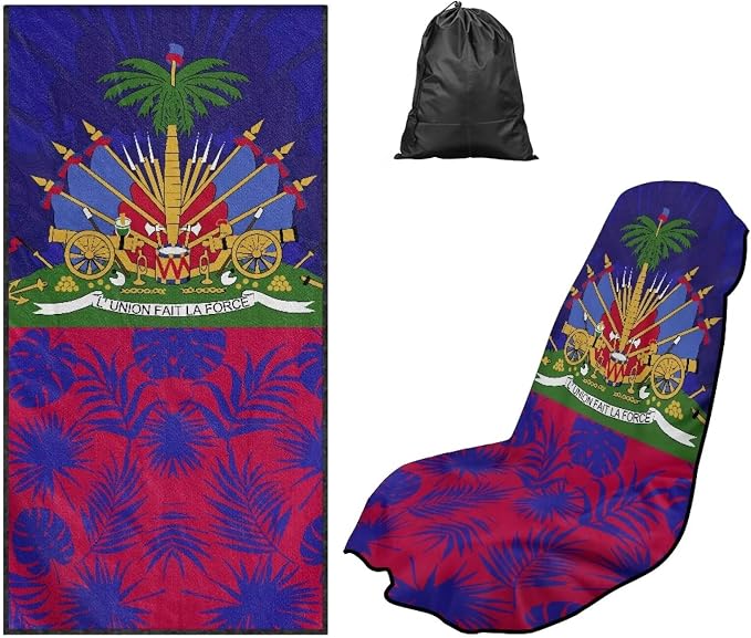 SEANATIVE Flag of Haiti Car Cushion Towels Auto Seat Protectors - Absorber Towel for Car Wash Car Seat Covers, Post-Workout & Dog Owners (33.1" x 60.67") - Image 5