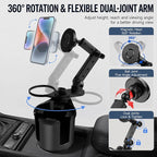 Magnetic Cup Holder Phone Mount for Car, Dual Cup Holder Adjustable Arm | 2-in-1 phone mount & cup expander, cleaner car, no interior damage, no suction, no adhesive, no vent clip, safer no-drop hold - Image 5