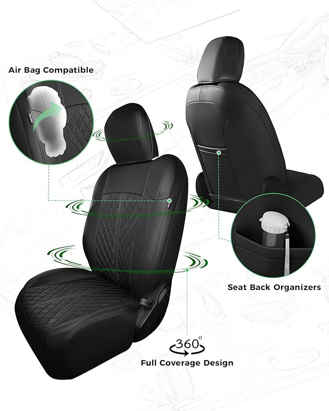 RIDEPOSH for Jeep Wrangler Leather Custom Car Seat Covers Full Set 4 Door | 2018-2026 JL, with Rear Cup Holder, Not for 4XE, Luxury Waterproof Protector, 40/60 Spilt, 5 Seats, Full Coverage, Durable - Image 3