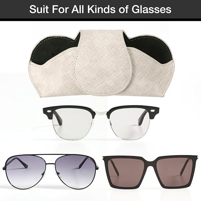 KINIVA White Car Visor Sunglass Holder Leather Glasses Case with Magnetic Closure - Image 4