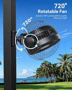 Magnetic Golf Cart Fan Rechargeable,10000mAH Battery Operated Portable Fan with 3 Speeds,30H Working Time,LED Lantern,360° Rotatable Head, Fits EZGO/Club Car/Golf Cart - Image 2