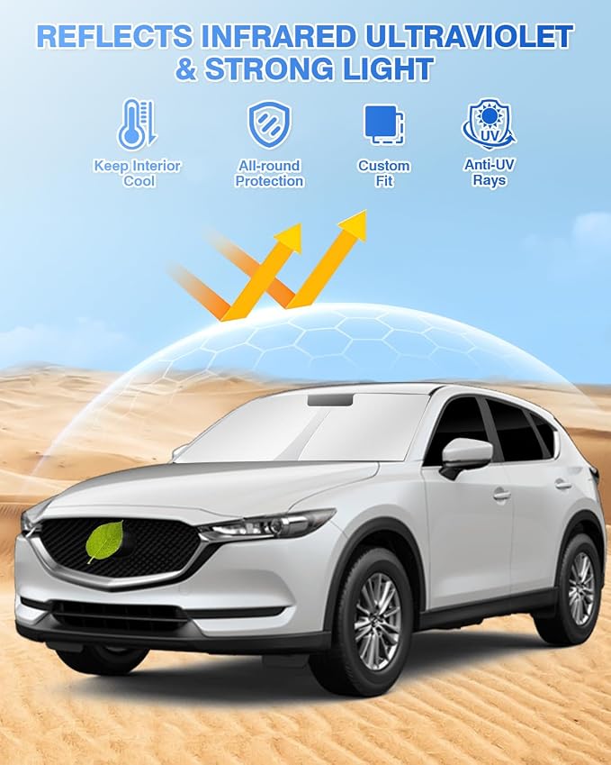 Canvcle Windshield Sunshade for Mazda CX-5 2017-2025 2026 CX5 Accessories Side Rear Window Shade Cover Kit Window Sun Blocker Privacy Protection Keep Vehicle Cool Black 8PCS - Image 2