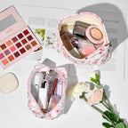 SOIDRAM 2 Pieces Flower Makeup Bag Large Floral Cosmetic Bag Capacity Canvas Mix Travel Toiletry Bag Organizer Cute Makeup Brushes Aesthetic Accessories Storage Bag for Women, Flower Mix Pink - Image 6