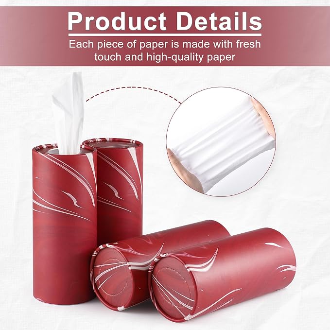 SINGARO Car Tissue Holder, 4 Pack Car Cup Holder Facial Tissues with Travel Tissue Bag, Quick and Convenient Flower Combination Car Tissue Box(4 Canisters/200 Tissues) Red - Image 3
