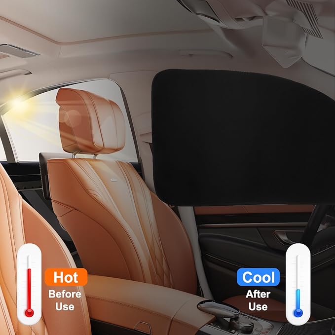 Ovege Car Window Shades Magnetic - Side Window Sun Shade Car Curtain Suedette UV Protection Privacy Baby Suction Magnetic －Front&Back 4pcs - Image 5