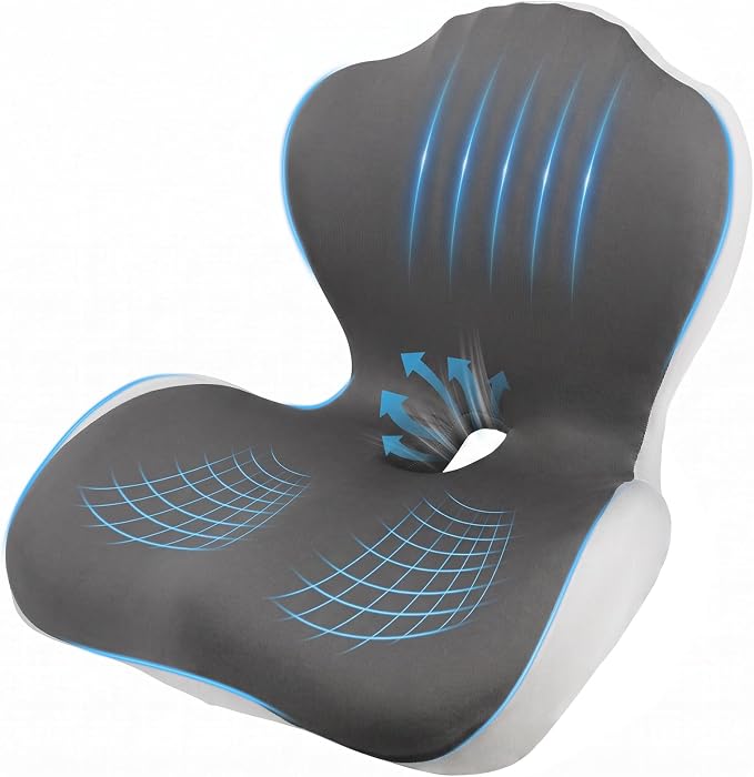 Car Seat Cushion Office Chair Cushion with Lumbar Support Pillow | Ergonomic Seat Cushion for Relieve Sciatica & Tailbone Pain, Ideal for Car Driving Truck Office Chairs Wheelchairs Home Use by Nisuez