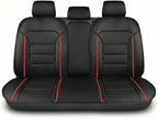FH Group Back Seat Faux Leather Seat Cushion - Universal Fit, Rear Seat Covers for Cars with Rear Split Bench, Car Seat Cover for SUV, Sedan, Van, Red by FHGroup