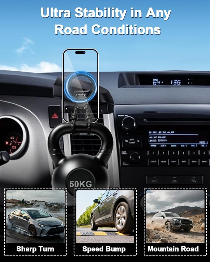 Car Phone Mount for Toyota Tundra 2007-2013 /Sequoia 2008-2013 Accessories | Custom Air Vent Magnetic Phone Holder with Magsafe Hands Free 360° Rotation Phone Stand for All 4.0-7.0'' Smartphones - Image 8