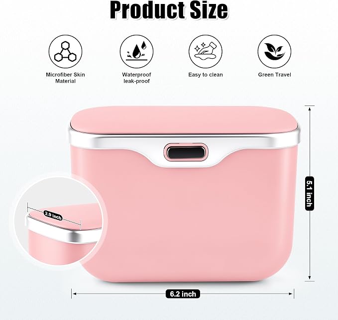 UYYE Car Trash Can, Car Garbage Bin with Lid & Handle - Leak-Proof Mini Trash Can for Car, Truck, SUV - Essential Car Accessories for Organization (Pink) - Image 2