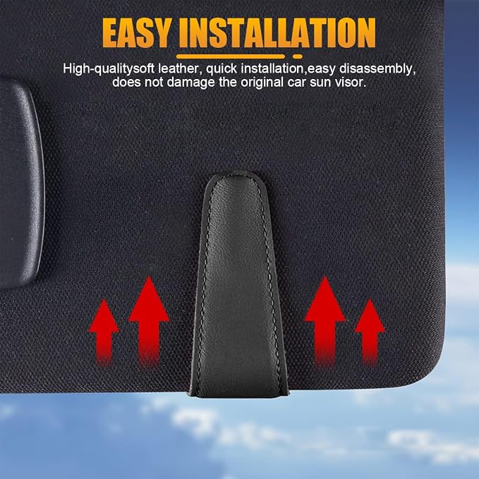 AICEL 2PCS Sunglasses Holders for Car Sun Visor, Carbon Fiber, Gray | Leather Eyeglasses Hanger Mounter, Magnetic Glasses Holder and Ticket Card Clip, Car Accessories, Universal Fit - Image 5