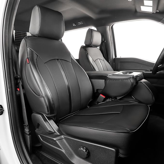 F150 Seat Covers 2015-2020 SuperCrew Custom Fit Full Set | Fits 2015-2020 F150 SuperCrew XL/XLT & 2017-2022 Ford F250/F350 Crew Cab XL/XLT, No Rear Armrest Waterproof Truck Seat Cover by Custaura