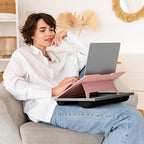 HUANUO Lap Desk with 8 Adjustable Angles – Up to 15.6" Laptop, Pink | Dual-cushion base, carry handle, 30% thicker for durability, wider anti-slip ledge, for home office, sofa, bed, car - Image 6