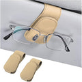 AICEL 2PCS Sunglasses Holders for Car Sun Visor, Magnetic Clip, Beige | Leather Eyeglasses Hanger Mounter, Magnetic Glasses Holder and Ticket Card Clip, Car Accessories, Universal Fit by AICEL