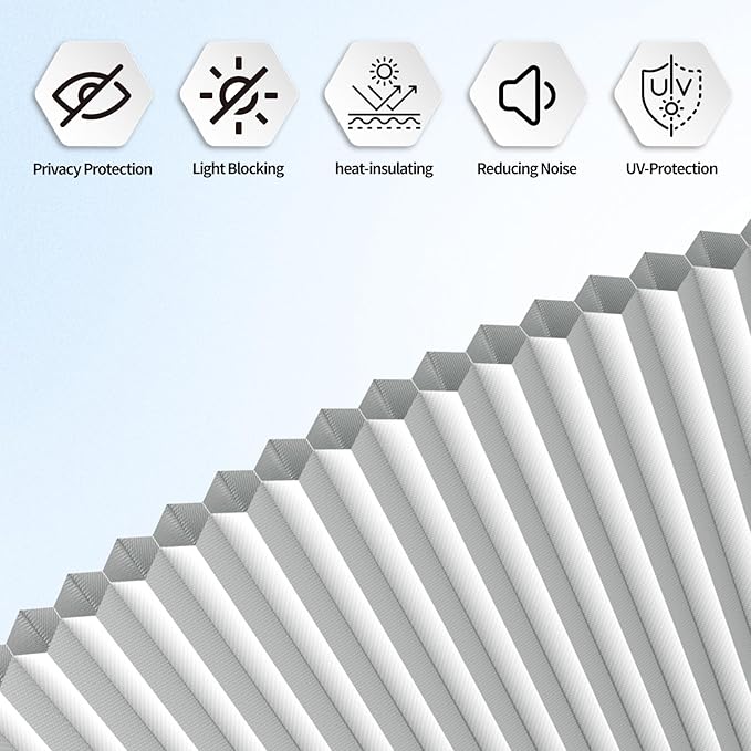 Myshade Arch Window Shades Half Circle Blackout Cellular Shades Cordless No Drill Blinds for Windows Half Moon Honeycomb Fabric No Tools Room Darkening Shades Easy Install (1PCS White 96" W X 48" H) - Image 6