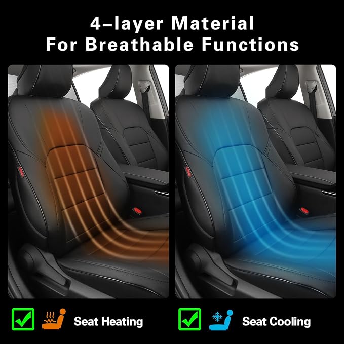 EKR Car Seat Covers for Toyota Camry 2018-2024 TRD,Full Set | Custom Fit for Toyota Camry TRD 2020-2024,Easy-Wipe Protection,Full Wrap-Faux Leather(Black) - Image 7
