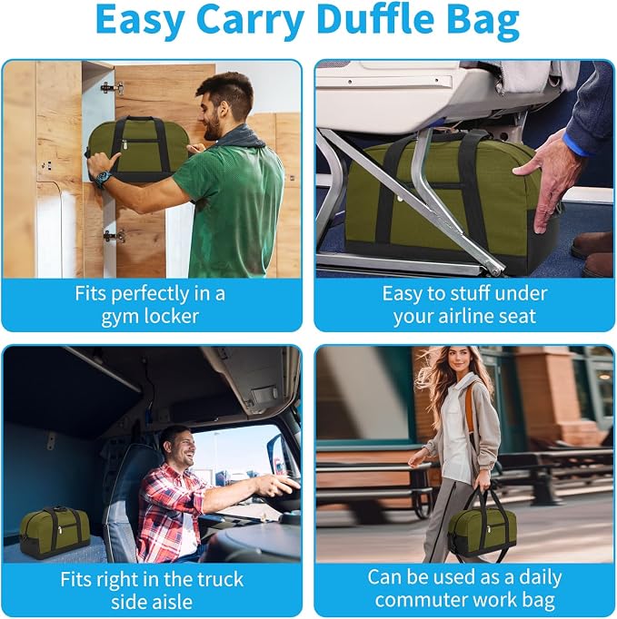 Apenze Small Gym Bag 14 inch Duffel Bag | Mini Carry On Bag, lightweight,Travel Sport ,Olive Green - Image 2