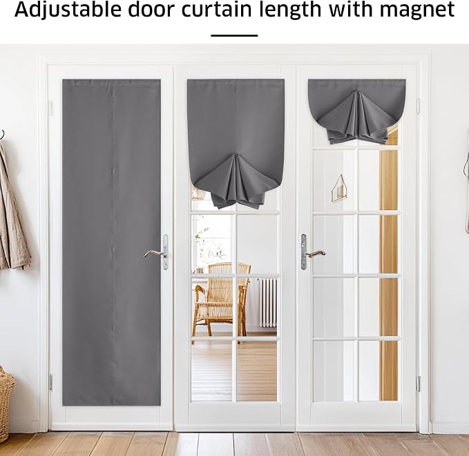 NICETOWN Blackout Roller Shades No Tools No Drill Cordless Door Blinds | Thermal Insulated UV Protection Privacy Window Shades for Bedroom, 36 W x 72 L, 1 Panel, Grey - Image 3