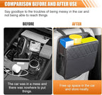 LAINLOY Foldable Car Seat Back Organizer, Large Capacity Hanging Car Backseat Storage Bag with Cup Holders, PU Leather Waterproof Car Trash Bag Can, Car Travel Accessories for Most Vehicles (2) - Image 5