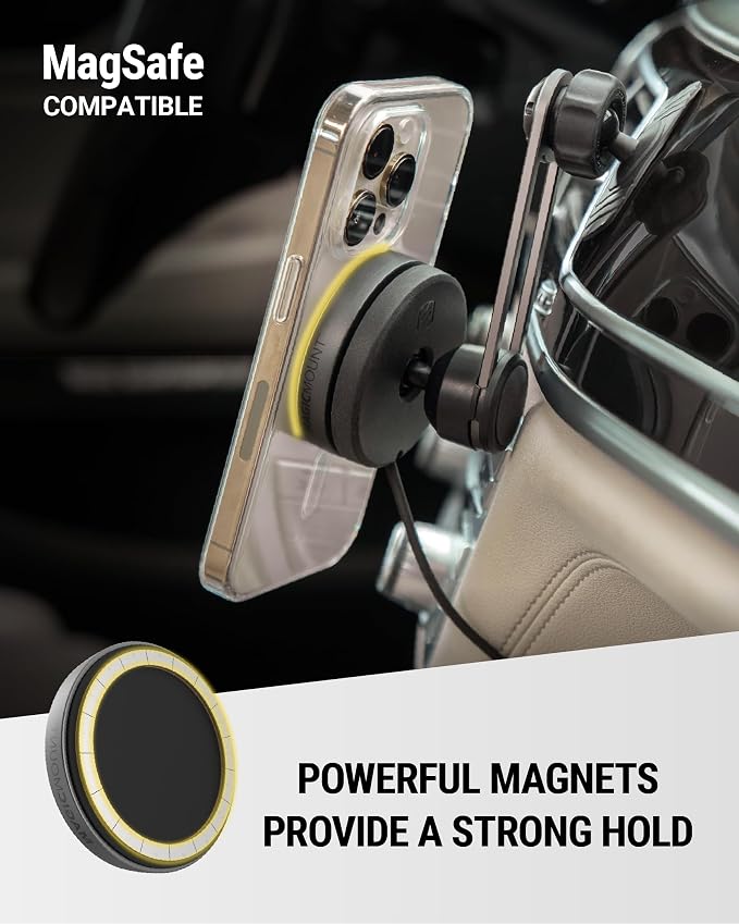 Scosche Qi2 MagSafe Car Mount Charger, 15W Wireless Magnetic Phone Holder for Car Dash, Vent & Tesla Display, Secure Grip, 4ft Cable, Fast Charging Compatible with MagSafe iPhone & Samsung Galaxy S25 - Image 7