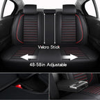 MINGBRON Leather Car Seat Covers Full Set, Universal Faux Leather Car Seat Covers 5 Seats, Automotive Seat Covers for Most Sedans SUVs Trucks, Front and Rear Seat Covers,Wine Red - Image 5