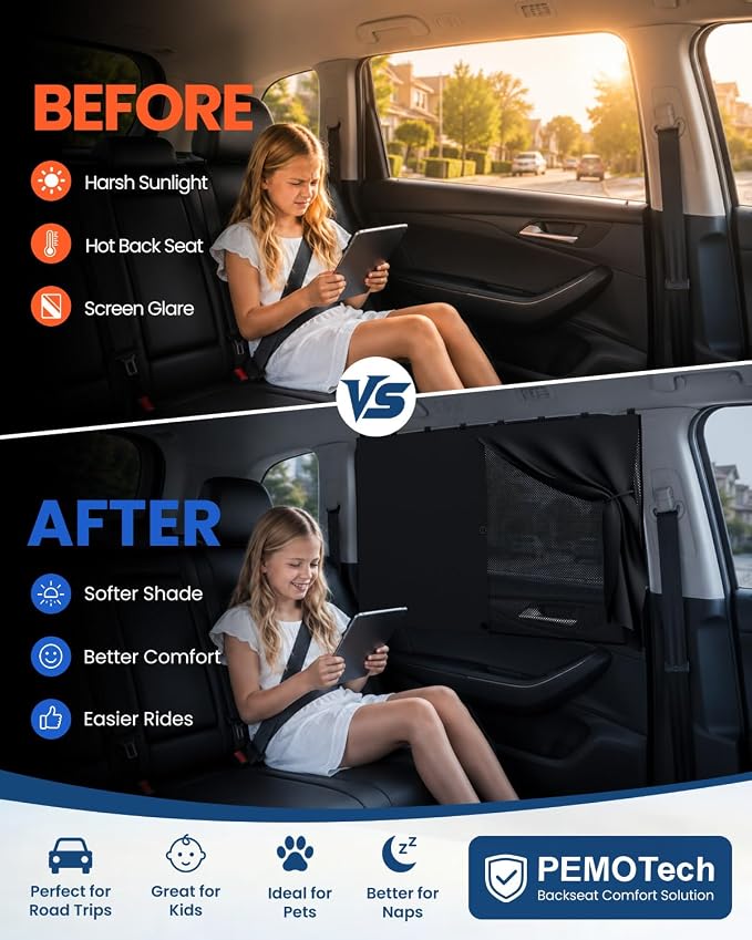 Car Window Shades, [Upgraded] 8 Strong Magnets Magnetic Side Window Sun Shade [2 Pack] - Dual Layer UV Ray Protection Car Sunshade for Baby, Kids & Pets - Universal Fit for SUV, Sedan & Trucks - Image 2