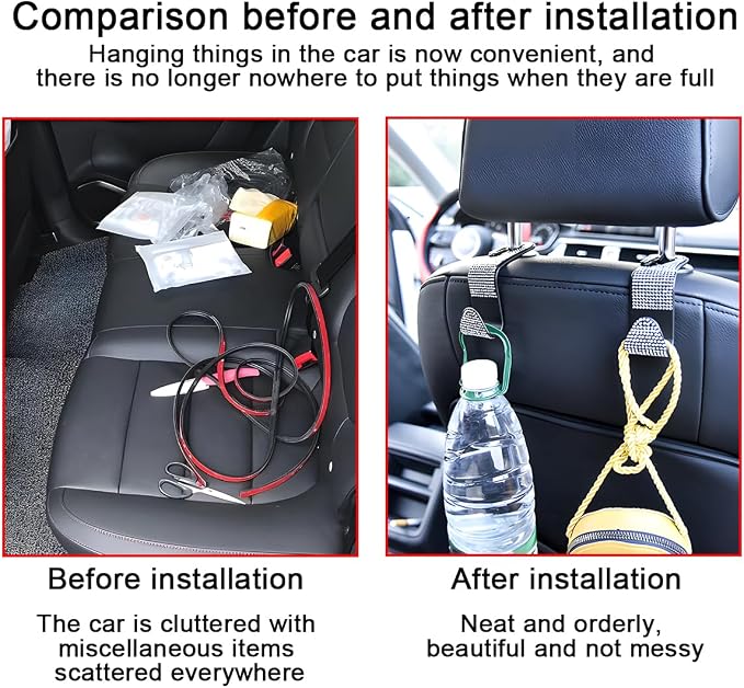 Mandark 4PCS Rhinestone Headrest Hooks for Bags and Umbrellas, Blue | ABS construction with rhinestones, half-open installation, holds bags and umbrellas, fits many seat posts - Image 4