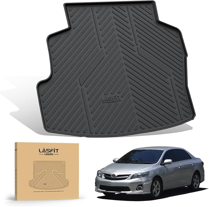 LASFIT Cargo Mat for Toyota Corolla 2009-2010, Black | 3D Custom Fit TPE All Weather Trunk Mat, Full Coverage Secure-Fit Cargo Liner, Easy to Wash - Image 9