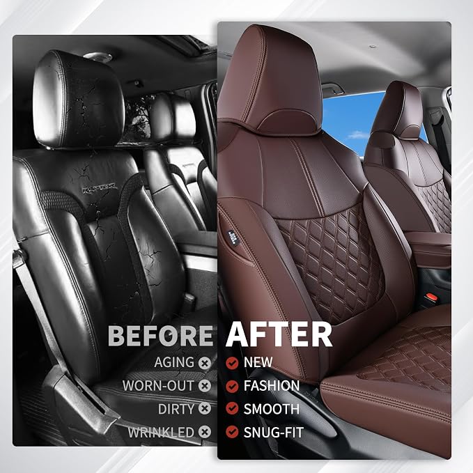 Huidasource Custom Fit RAV4 (Gas Only) Car Seat Covers Full Set, Waterproof Faux Leather for 2019-2024 Toyota RAV4 LE/XLE & XLE Premium/Limited (Does Not Fit Adventure and TRD Off-Road, Coffee) - Image 7