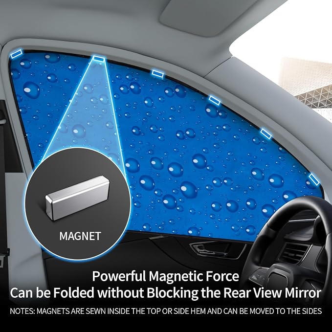 Aokway Side Window Sunshade Sun Shade for Car Window Double Thickness Auto Windshield Sunshades Curtain Universal Fit for Driver for Baby UV Protection (Front Side 2pcs) - Image 2