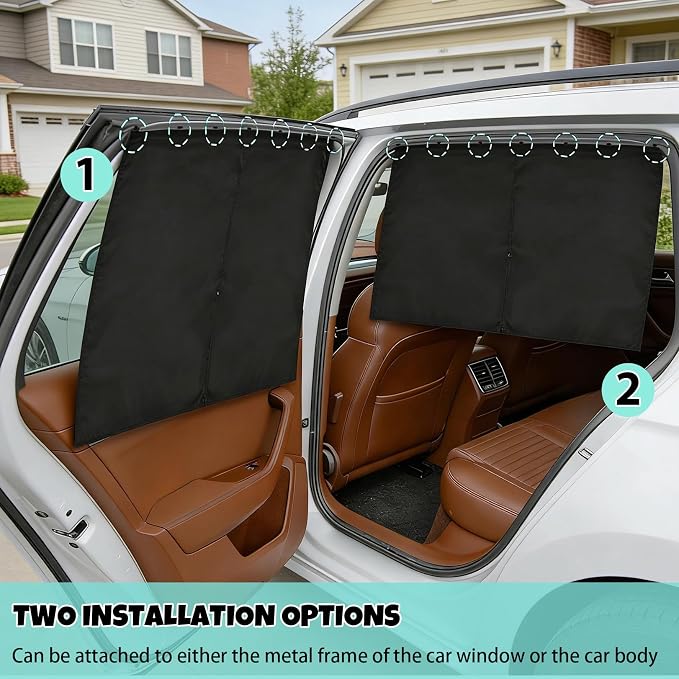 Car Window Shades, 2 Pack Magnetic Double Layer Window Shade for Baby in Car, Adjustable Privacy Blackout/See-Through Back Window Curtains for Baby Kids UV Protection - Image 7