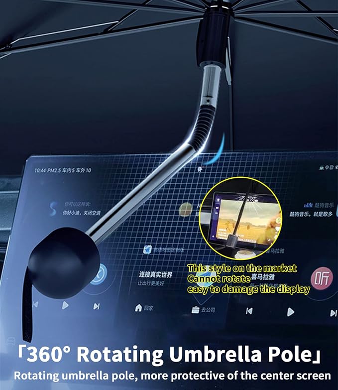 Custom-Fit for Dodge Windshield Sun Shade Umbrella, UV Block Car Front Window with 360°Rotation Bendable Handle, Designed for Dodge Accessories (for Dodge Caravan) - Image 3