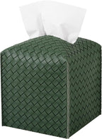 Tissue Box Cover Square Leather Facial Paper Holder, Dark Green | PU Leather，Easy to Fill, Easy Clean, Decorative Cube Tissue Box Holder for Office, Bathroom,Kitchen, Living room, Guest room by zoocatia