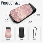 Leather Magnetic Sunglass Holder for Car Sun Visor, Cute Eyeglass Ticket Card Hanger Clip, Universal Auto Interior Accessories for SUV Pickup Truck, Rose Gold Glitter - Image 3