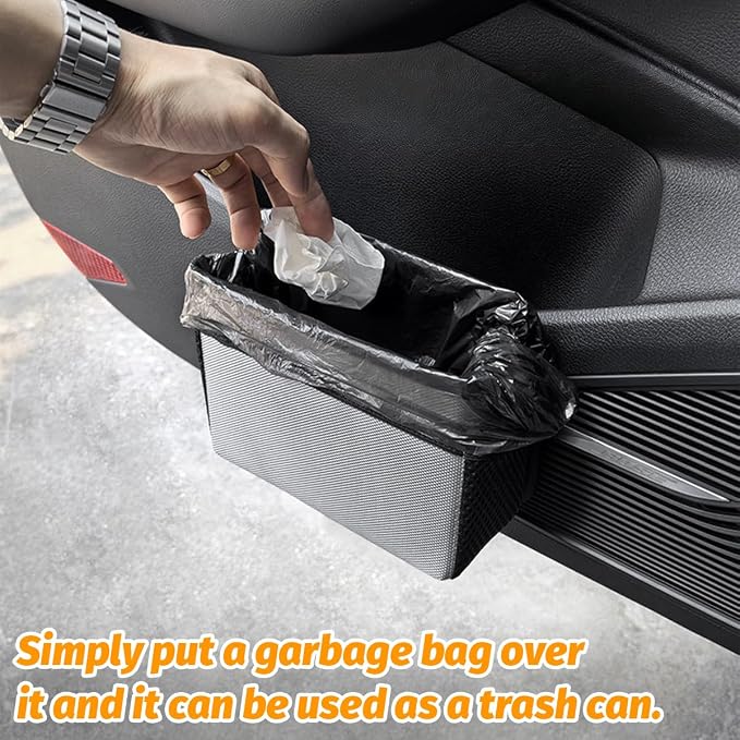 Bittwee Car Side Pocket Organizer, Hanging Trash Can for Car Door and Seat, Vehicle Mini Foldable Storage Bag Dustbin Container, Universal for Truck SUV Van (Black) - Image 6
