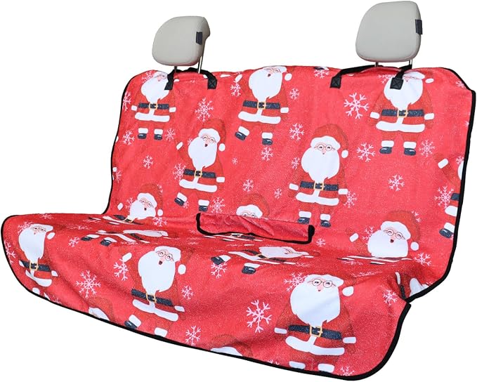 Back Seat Cover for Car Trucks Van SUV Jeep,Waterproof Rear Bench Towel Seat Covers for Dogs and Kids,Automotive Backseat Protector (Santa Claus) by LoyaGour