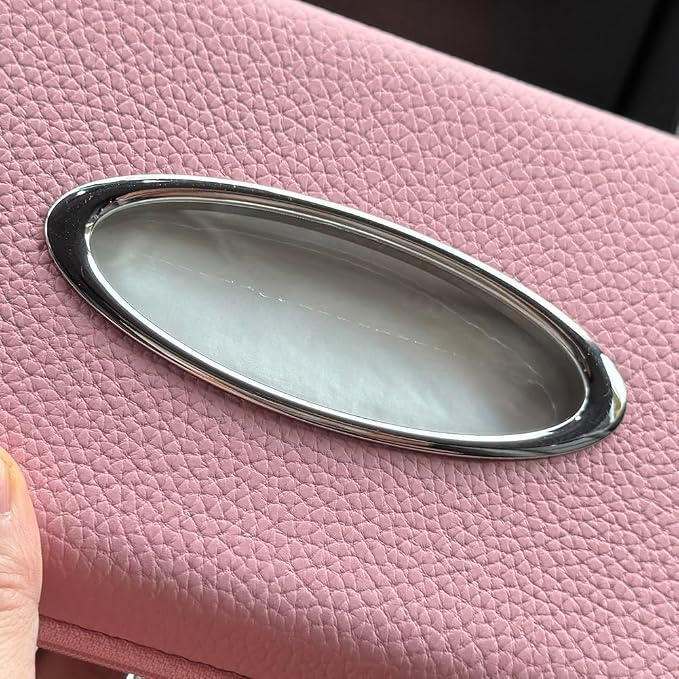 Car Tissue Holder, Sun Visor Tissue Holder, Zipper Car Visor Napkin Holder, PU Leather Backseat Tissue Case for Auto Vehicle (Pink) - Image 6