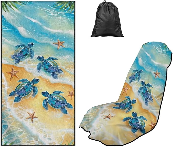 SEANATIVE Breathable Car Seat Towel Cover Sweatproof Automotive Towel - Sweat Towels for Workout, Running & Outdoor Adventures, Beach Turtle Print - Image 5