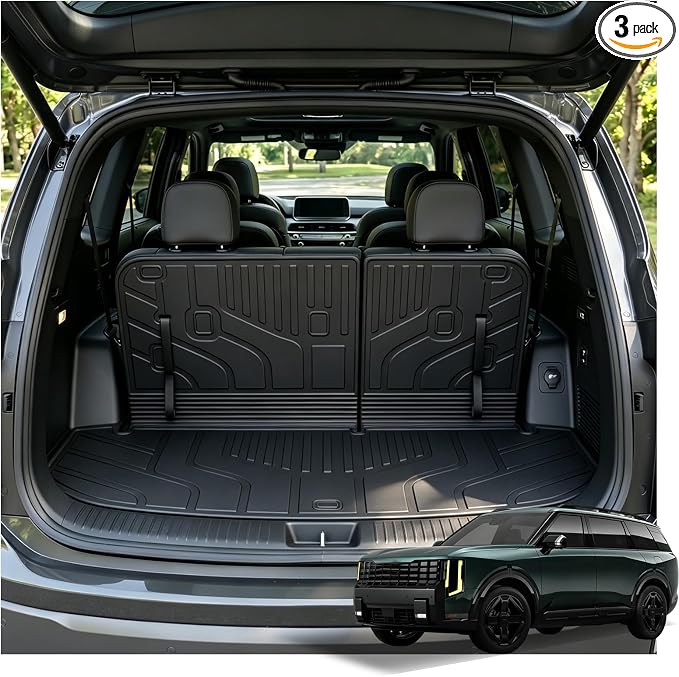 GYGY Trunk Mat and Lower Cargo Liner Set, Fit for 2027 Kia Telluride Hybrid | trunk mat & lower grooved mat (hybrid)All Weather Waterproof TPE Underfloor Storage Tray Cover by Unknown
