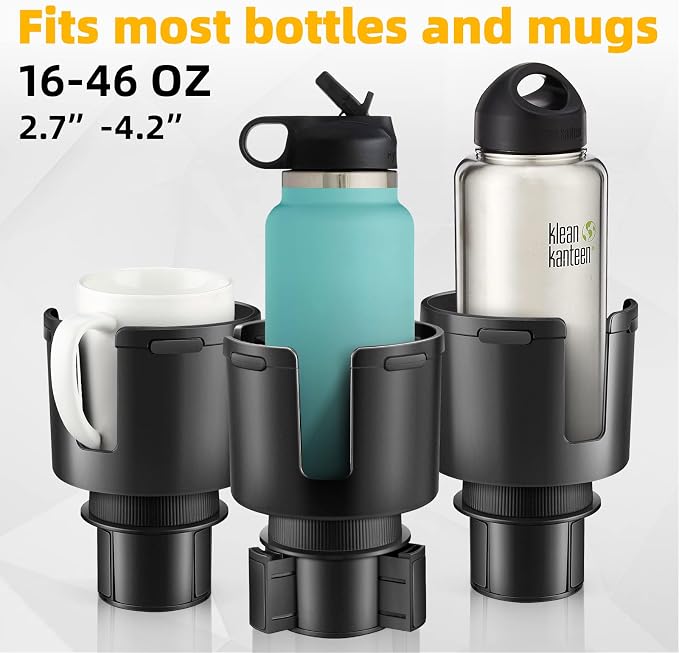 TYKOR Car Cup Holder Expander with Adjustable Base, Fits Bottles 16-46 OZ | Cup Holder Extender Adapter for Car, Fits YETI 24/36/46oz, Stanley 14-40oz, Large Water Bottles in 2.7"-4.2" (16-46 OZ) - Image 3