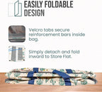 Extra Large Utility Tote Bag, Oversized Collapsible Reusable Wire Frame Rectangular Canvas Basket With Two Exterior Pockets For Beach, Pool, Laundry, Car Trunk, Storage - Cactus White - Image 6