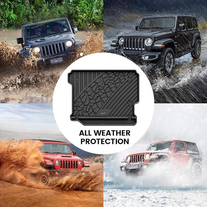LASFIT Cargo Mat for Jeep Wrangler JL 2018-2026 4 Doors Without SUBWOOFER | Not for JK/Not PHEV/Not 2-Door, All Weather, TPE, Custom Fit, Trunk Mat, for Flat Load Floor, Gas Type, Black - Image 5