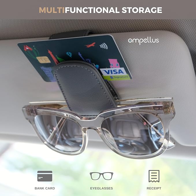 Magnetic Leather Car Sunglass Holder, Visor Sunglasses Holder Clip, 2 Pack | Suitable for Different Size Eyeglasses, Easy Opreation, Car Organziation Accessories - Image 2