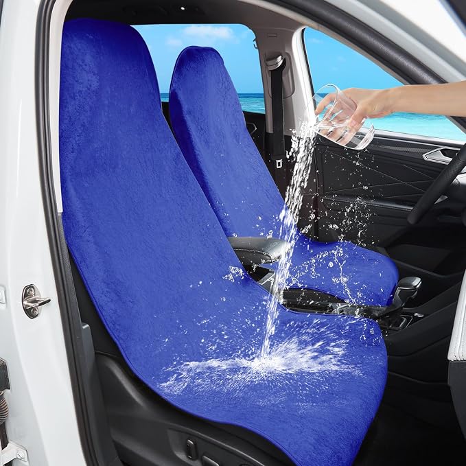 Waterproof Car Seat Cover Universal Fits Car Sweat Towel for Trucks SUV Van Royal Blue Car Seat Protector Sweat Proof Protector Cloth Seats Pack of 1 - Image 3