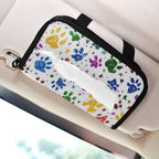 Car Tissue Holder Car Napkin Holder Car Tissue Box Dispenser Storage Case Sun Visor Mask Holder with Adjustable Straps Reusable Refillable Paw Prints and Stars - Image 7