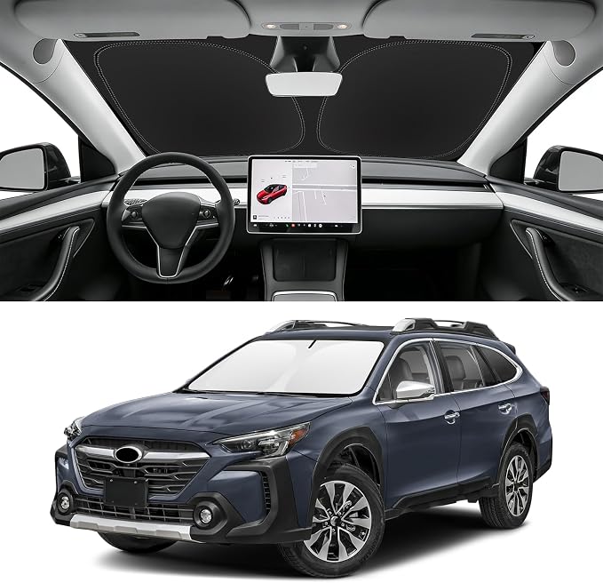 Custom Fit Windshield Sun Shade for Subaru Outback 2020-2025 | Blocks UV Rays and Sun Heat, Helps Reduce Interior Temperature, Protects Dashboard from Fading, Folds Easily for Storage by SLOGENTO