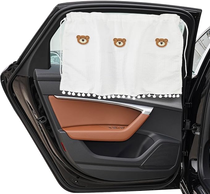 Car Side Window Sun Shade Privacy Curtain for Baby, Car Window Screen, 25"x18" Sun Protection Curtain, Blackout UV Protection Window Shades with Suction Cup for Back Seat (Three Bears) by Unknown